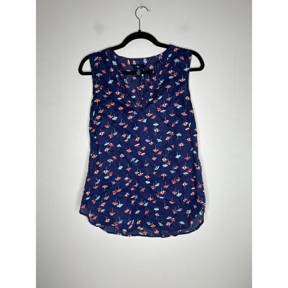 Gap Women's Blue Umbrella Motif Beach Sleeveless Tank Top Size Medium - Picture 1 of 9